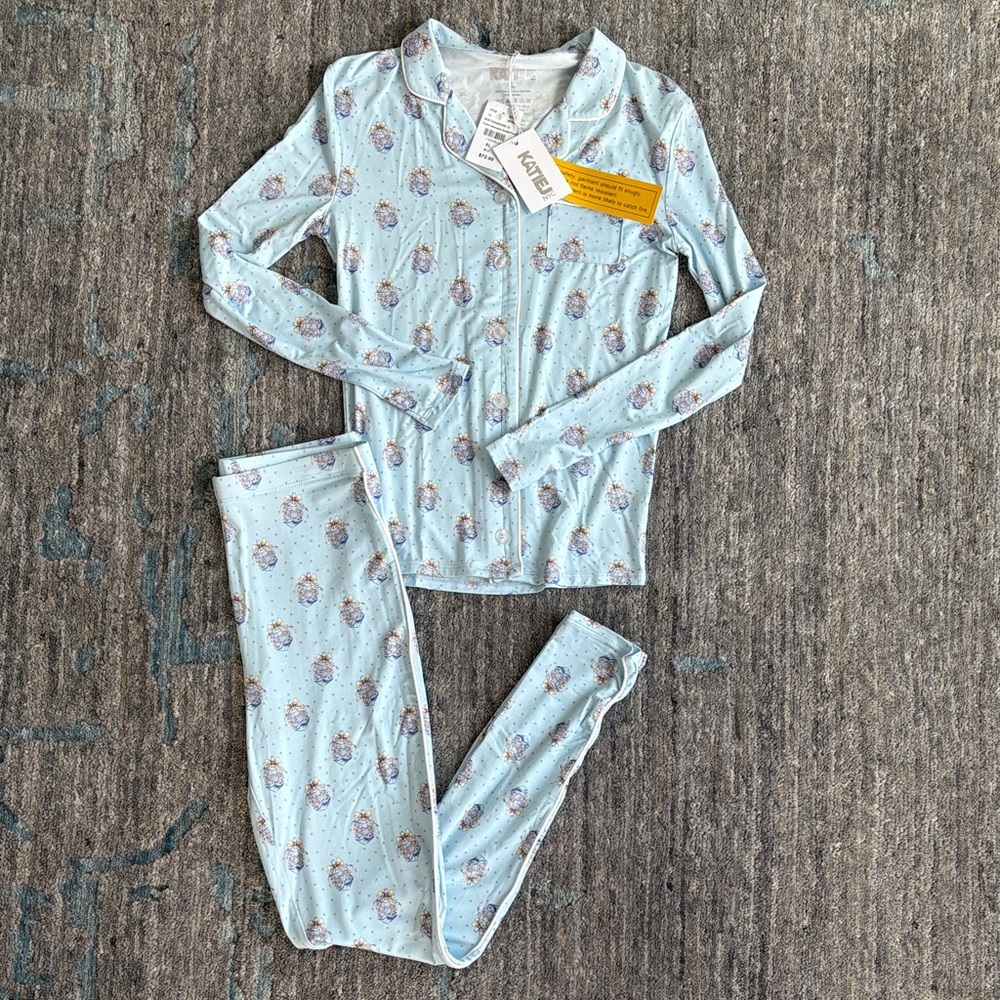 Katie J NYC Kids Light Blue Hanukkah Maia Long Sleeve Pajamas